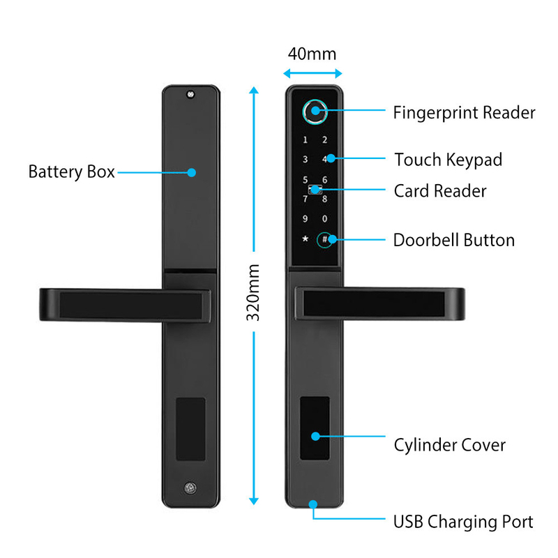 High Security Door Smart Lock Doorbell Tuya App Home Use Room Kunci Pintu Elektronik Berwarna-warni